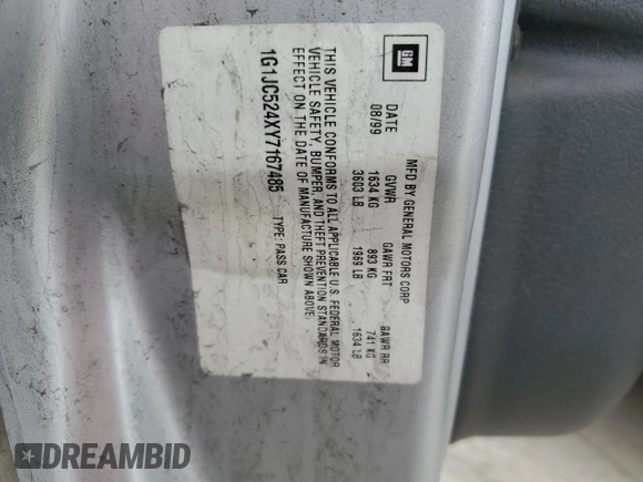 2000 Chevrolet Cavalier z VIN 1G1JC524XY7167485, wystawiony jako Copart lot #55875645 z przebiegiem 63 294 mil mil oraz Czysty tytuł • Clean title. Historia ofert i sprzedaży dostępna na DreamBid. Obrazek 12.