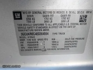 2014 Chevrolet Silverado 1500 LT with VIN 3GCUKREC4EG564594, listed as a IAAI auction lot 41957255 with 78,606 mi miles. Bid and sale history available at carsss.com. Image 9.