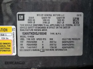 2016 GMC Acadia Denali with VIN 1GKKVTKDXGJ169348, listed as a Copart auction lot 50205875 with 131,936 mi miles and Salvage Title. Bid and sale history available at carsss.com. Image 13.