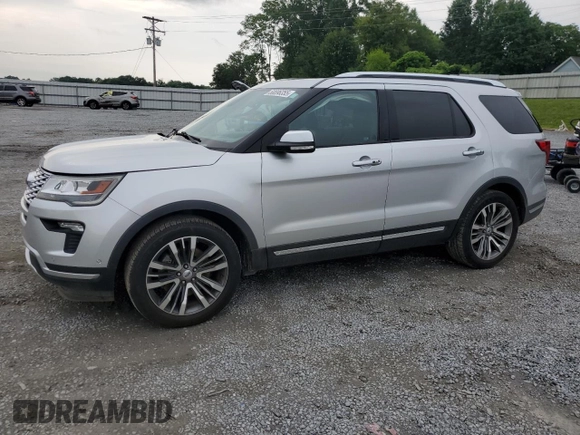 2018 Ford Explorer Platinum with VIN 1FM5K8HT0JGA01893, listed as a Copart auction lot 58896355 with 77,186 mi miles and Salvage title. Bid and sale history available at DreamBid. Image 1.