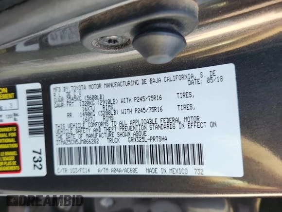 2018 Toyota Tacoma SR5 с VIN 3TMAZ5CN5JM066282, выставлен на аукционе Copart как лот 61197145 с пробегом 85 916 миль миль и Списание • Salvage title. История ставок и продаж доступна на DreamBid. Изображение 12.