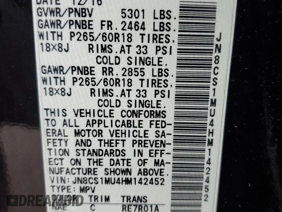 2017 Infiniti QX70 z VIN JN8CS1MU4HM142452, wystawiony jako Copart lot #53064715 z przebiegiem 55 181 mil mil oraz Szkoda całkowita • Salvage title. Historia ofert i sprzedaży dostępna na DreamBid. Obrazek 16.
