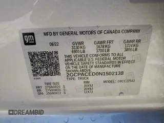 2022 Chevrolet Silverado 1500 LT with VIN 2GCPACED0N1502138, listed as a Copart auction lot 50809735 with 0 mi miles and Salvage Title. Bid and sale history available at carsss.com. Image 12.