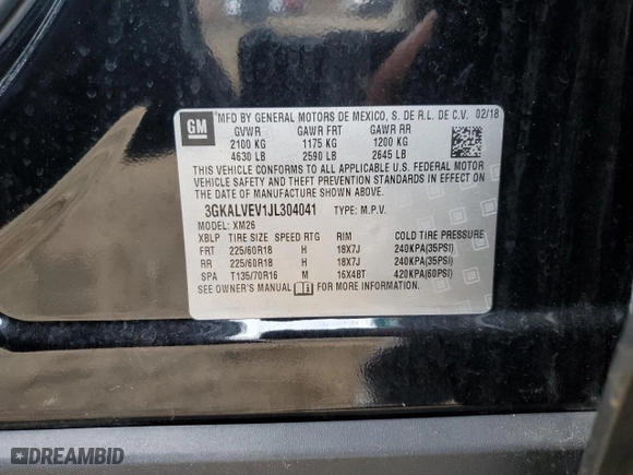 2018 GMC Terrain SLT with VIN 3GKALVEV1JL304041, listed as a Copart auction lot 51773665 with 40,503 mi miles and Salvage Title. Bid and sale history available at carsss.com. Image 13.