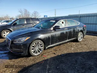 2016 Hyundai Genesis 3.8L with VIN KMHGN4JE7GU144046, listed as a Copart auction lot 46474955 with 114,166 mi miles and Clean Title. Bid and sale history available at carsss.com. Image 1.