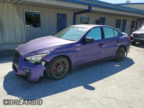 2021 Infiniti Q50 Red Sport 400 with VIN JN1FV7DR2MM880956, listed as a Copart auction lot 48795465 with 36,160 mi miles and Clean title. Bid and sale history available at DreamBid. Image 1.