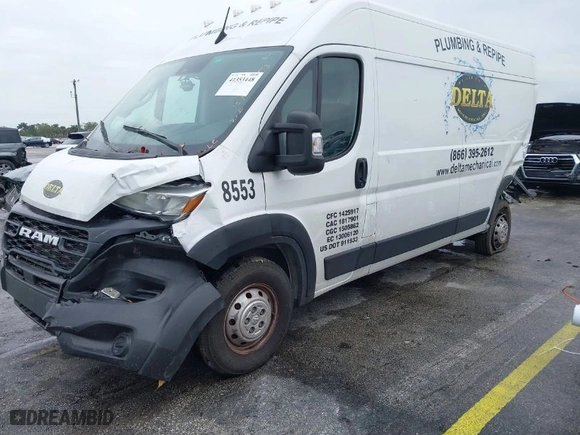 2023 Ram ProMaster Cargo Van with VIN 3C6LRVDG2PE578553, listed as a IAAI auction lot 41353448 with 29,380 mi miles. Bid and sale history available at carsss.com. Image 2.