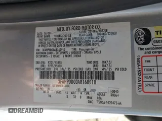 2010 Ford Fusion SPORT with VIN 3FAHP0DC0AR160910, listed as a IAAI auction lot 41327468 with 222,684 mi miles. Bid and sale history available at carsss.com. Image 9.