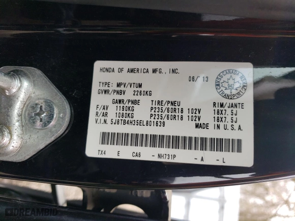 2014 Acura RDX with VIN 5J8TB4H35EL801639, listed as a Copart auction lot 52400175 with 181,188 mi miles and Clean Title. Bid and sale history available at carsss.com. Image 13.