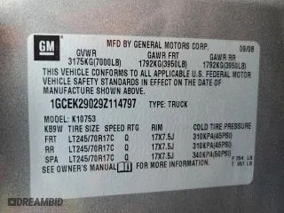 2009 Chevrolet Silverado 1500 LT with VIN 1GCEK29029Z114797, listed as a Copart auction lot 51542175 with 307,799 mi miles and Salvage Title. Bid and sale history available at carsss.com. Image 12.