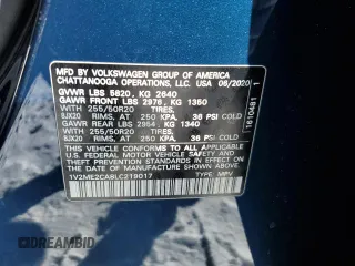 2020 Volkswagen Atlas SEL with VIN 1V2ME2CA8LC219017, listed as a Copart auction lot 87255214 with 46,857 mi miles and Salvage title. Bid and sale history available at DreamBid. Image 15.