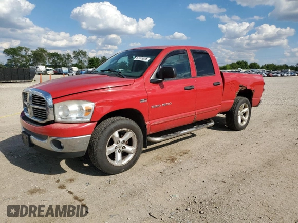 2007 Dodge 1500 Laramie with VIN 1D7HU18287S133970, listed as a Copart auction lot 57089605 with 208,083 mi miles and Salvage title. Bid and sale history available at DreamBid. Image 1.