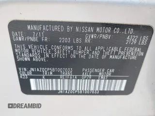 2011 Nissan LEAF SL-e with VIN JN1AZ0CP5BT007033, listed as a IAAI auction lot 42194068 with 40,620 mi miles and . Bid and sale history available at DreamBid. Image 9.