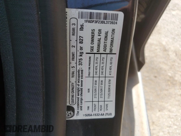 2013 Ford Focus SE with VIN 1FADP3F23DL373924, listed as a Copart auction lot 60703875 with 75,171 mi miles and Clean title. Bid and sale history available at DreamBid. Image 12.
