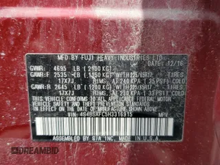2017 Subaru Outback Premium z VIN 4S4BSAFC5H3316915, wystawiony jako Copart lot #62985665 z przebiegiem 96 167 mil mil oraz Szkoda całkowita • Salvage title. Historia ofert i sprzedaży dostępna na DreamBid. Obrazek 13.