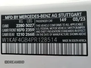 2023 Mercedes-Benz C 300 with VIN W1KAF4GB4PR128514, listed as a Copart auction lot 57564215 with 41,578 mi miles and Salvage title. Bid and sale history available at DreamBid. Image 13.