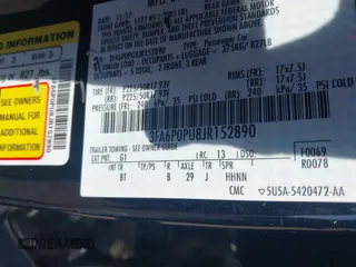 2018 Ford Fusion Energi SE with VIN 3FA6P0PU8JR152890, listed as a IAAI auction lot 41682965 with 84,890 mi miles. Bid and sale history available at carsss.com. Image 9.