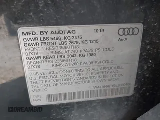 2020 Audi Q5 Premium with VIN WA1ANAFY6L2030406, listed as a IAAI auction lot 41522335 with 98,245 mi miles. Bid and sale history available at carsss.com. Image 9.