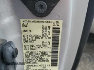 2010 Nissan Frontier SE z VIN 1N6AD0CWXAC433542, wystawiony jako Copart lot #54624735 z przebiegiem 61 232 mil mil oraz Szkoda całkowita • Salvage title. Historia ofert i sprzedaży dostępna na DreamBid. Obrazek 12.