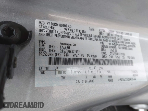 2017 Ford Focus SEL with VIN 1FADP3H20HL209209, listed as a IAAI auction lot 41921883 with 155,611 mi miles. Bid and sale history available at carsss.com. Image 9.