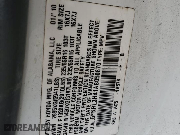 2010 Honda Odyssey EX with VIN 5FNRL3H41AB050870, listed as a Copart auction lot 51156575 with 223,997 mi miles and Clean Title. Bid and sale history available at carsss.com. Image 13.