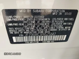 2023 Subaru Forester Touring with VIN JF2SKARC3PH525847, listed as a IAAI auction lot 42315726 with 32,235 mi miles and . Bid and sale history available at DreamBid. Image 9.