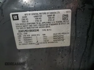 2013 Chevrolet Equinox LT with VIN 2GNFLPE31D6363246, listed as a Copart auction lot 82787814 with 124,021 mi miles and Salvage Title. Bid and sale history available at DreamBid. Image 15.