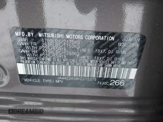 2017 Mitsubishi Outlander ES z VIN JA4AZ2A36HZ015375, wystawiony jako IAAI lot #41520168 z przebiegiem 59 584 mil mil oraz . Historia ofert i sprzedaży dostępna na DreamBid. Obrazek 9.