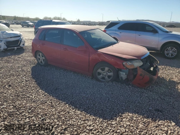 2007 Kia Spectra with VIN KNAFE161175005560, listed as a Copart auction lot 42368135 with 190,987 mi miles and Salvage Title. Bid and sale history available at carsss.com. Image 4.