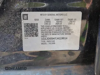 2018 Chevrolet Sonic LT z VIN 1G1JD5SH7J4119014, wystawiony jako IAAI lot #42320707 z przebiegiem 88 296 mil mil oraz . Historia ofert i sprzedaży dostępna na DreamBid. Obrazek 9.