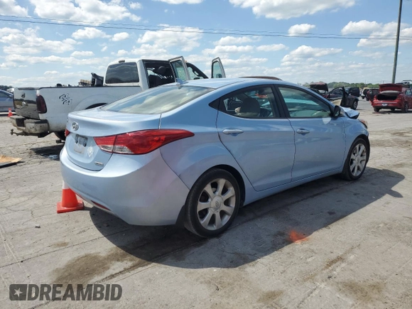 2013 Hyundai Elantra Limited with VIN KMHDH4AE4DU781496, listed as a Copart auction lot 55837765 with 149,815 mi miles and Salvage Title. Bid and sale history available at DreamBid. Image 3.