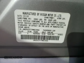 2007 Infiniti G35 G35x with VIN JNKBV61F77M823994, listed as a Copart auction lot 73189444 with 146,920 mi miles and Salvage Title. Bid and sale history available at DreamBid. Image 14.