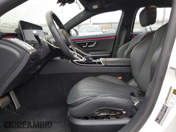 2023 Mercedes-Benz S-Class S 500 with VIN W1K6G6DB1PA209925, listed as a Copart auction lot 45128295 with 20,406 mi miles and Salvage Title. Bid and sale history available at carsss.com. Image 7.