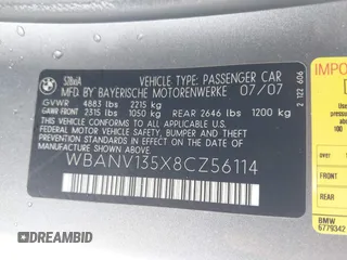 2008 BMW 5 Series 528xi with VIN WBANV135X8CZ56114, listed as a IAAI auction lot 41173831 with 164,839 mi miles and . Bid and sale history available at carsss.com. Image 9.