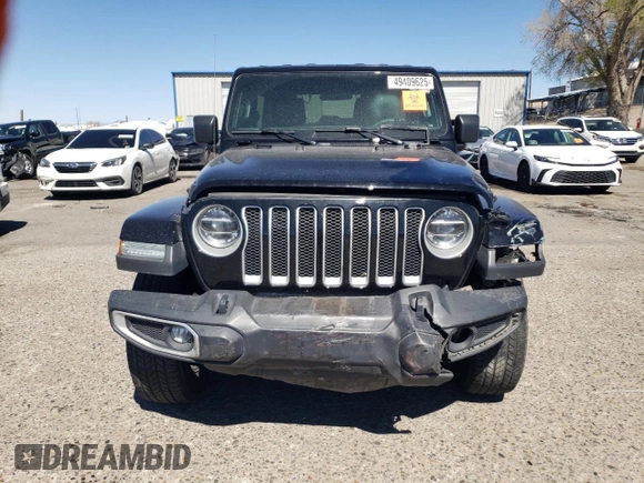 2020 Jeep Wrangler Unlimited Sahara with VIN 1C4HJXEGXLW209908, listed as a Copart auction lot 49409625 with 73,352 mi miles and Salvage title. Bid and sale history available at DreamBid. Image 5.