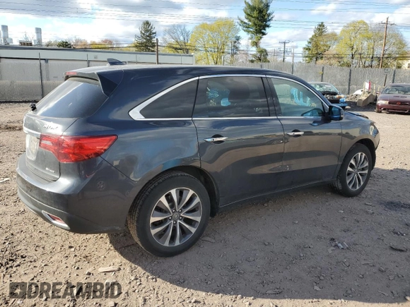 2016 Acura MDX w/Tech with VIN 5FRYD4H40GB024685, listed as a Copart auction lot 53090305 with 104,105 mi miles and Salvage Title. Bid and sale history available at carsss.com. Image 3.