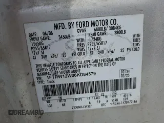 2006 Ford F-150 XLT with VIN 1FTRW12W06KD84579, listed as a Copart auction lot 55090155 with 296,917 mi miles and Salvage Title. Bid and sale history available at DreamBid. Image 13.