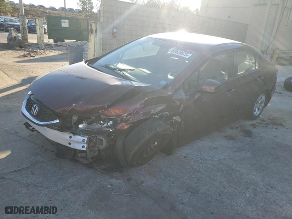 2013 Honda Civic Sdn LX with VIN 19XFB2F51DE057985, listed as a Copart auction lot 88550975 with 0 mi miles and Salvage Title. Bid and sale history available at carsss.com. Image 1.