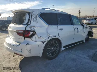 2021 Infiniti QX80 LUXE with VIN JN8AZ2AE0M9268598, listed as a Copart auction lot 41516185 with 58,028 mi miles and Salvage Title. Bid and sale history available at carsss.com. Image 3.