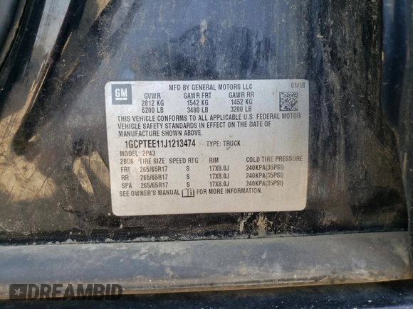 2018 Chevrolet Colorado 4WD ZR2 with VIN 1GCPTEE11J1213474, listed as a Copart auction lot 64622124 with 167,839 mi miles and Salvage Title. Bid and sale history available at carsss.com. Image 13.
