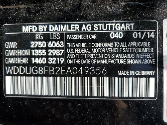 2014 Mercedes-Benz S 550 with VIN WDDUG8FB2EA049356, listed as a Copart auction lot 61553375 with 185,553 mi miles and Salvage title. Bid and sale history available at DreamBid. Image 13.