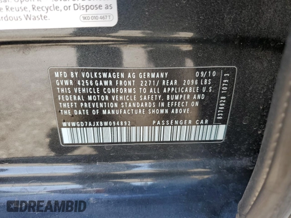 2011 Volkswagen GTI w/Sunroof & Navi PZEV z VIN WVWGD7AJXBW094892, wystawiony jako Copart lot #78673604 z przebiegiem 114 883 mil mil oraz Szkoda całkowita • Salvage title. Historia ofert i sprzedaży dostępna na DreamBid. Obrazek 14.