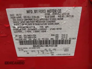2021 Ford EcoSport SE z VIN MAJ6S3GL1MC442138, wystawiony jako IAAI lot #41774643 z przebiegiem 27 344 mil mil oraz . Historia ofert i sprzedaży dostępna na DreamBid. Obrazek 9.