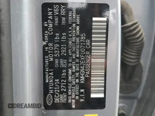 2015 Hyundai Genesis 3.8L with VIN KMHGN4JEXFU071785, listed as a Copart auction lot 71847804 with 153,816 mi miles and Salvage Title. Bid and sale history available at carsss.com. Image 14.