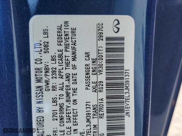 2018 Infiniti Q60 3.0t LUXE with VIN JN1EV7EL3JM391371, listed as a Copart auction lot 43462065 with 100,853 mi miles and Salvage Title. Bid and sale history available at carsss.com. Image 14.