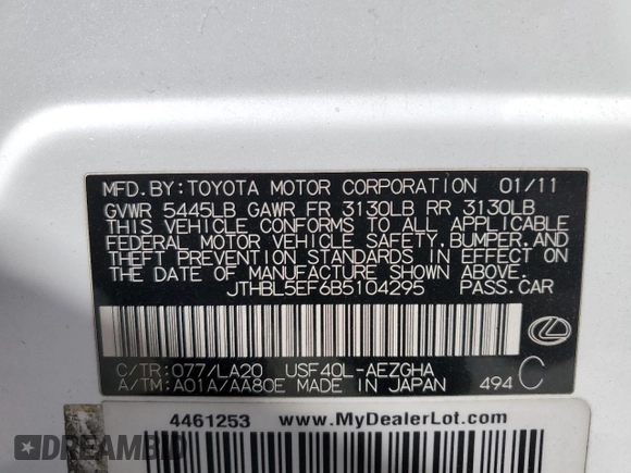 2011 Lexus LS 460 z VIN JTHBL5EF6B5104295, wystawiony jako Copart lot #46059985 z przebiegiem 181 028 mil mil oraz Szkoda całkowita • Salvage title. Historia ofert i sprzedaży dostępna na DreamBid. Obrazek 13.