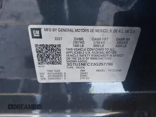 2018 GMC Sierra 1500 with VIN 3GTU1NEC7JG257796, listed as a IAAI auction lot 41570419 with 92,186 mi miles and . Bid and sale history available at DreamBid. Image 9.