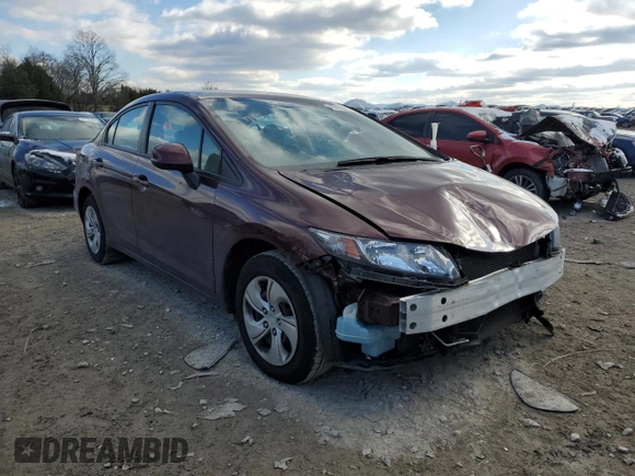 2013 Honda Civic LX with VIN 19XFB2F51DE053242, listed as a Copart auction lot 45989055 with 96,441 mi miles and Salvage title. Bid and sale history available at DreamBid. Image 4.