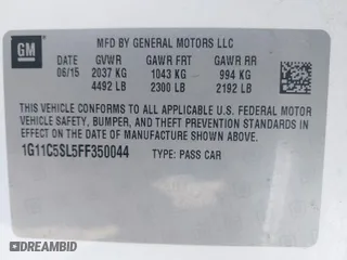 2015 Chevrolet Malibu LT with VIN 1G11C5SL5FF350044, listed as a IAAI auction lot 40090552 with 1 mi miles. Bid and sale history available at carsss.com. Image 9.