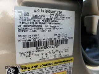 2008 Ford Taurus X SEL z VIN 1FMDK02W58GA27299, wystawiony jako Copart lot #54070345 z przebiegiem 82 629 mil mil oraz Szkoda całkowita • Salvage title. Historia ofert i sprzedaży dostępna na DreamBid. Obrazek 13.